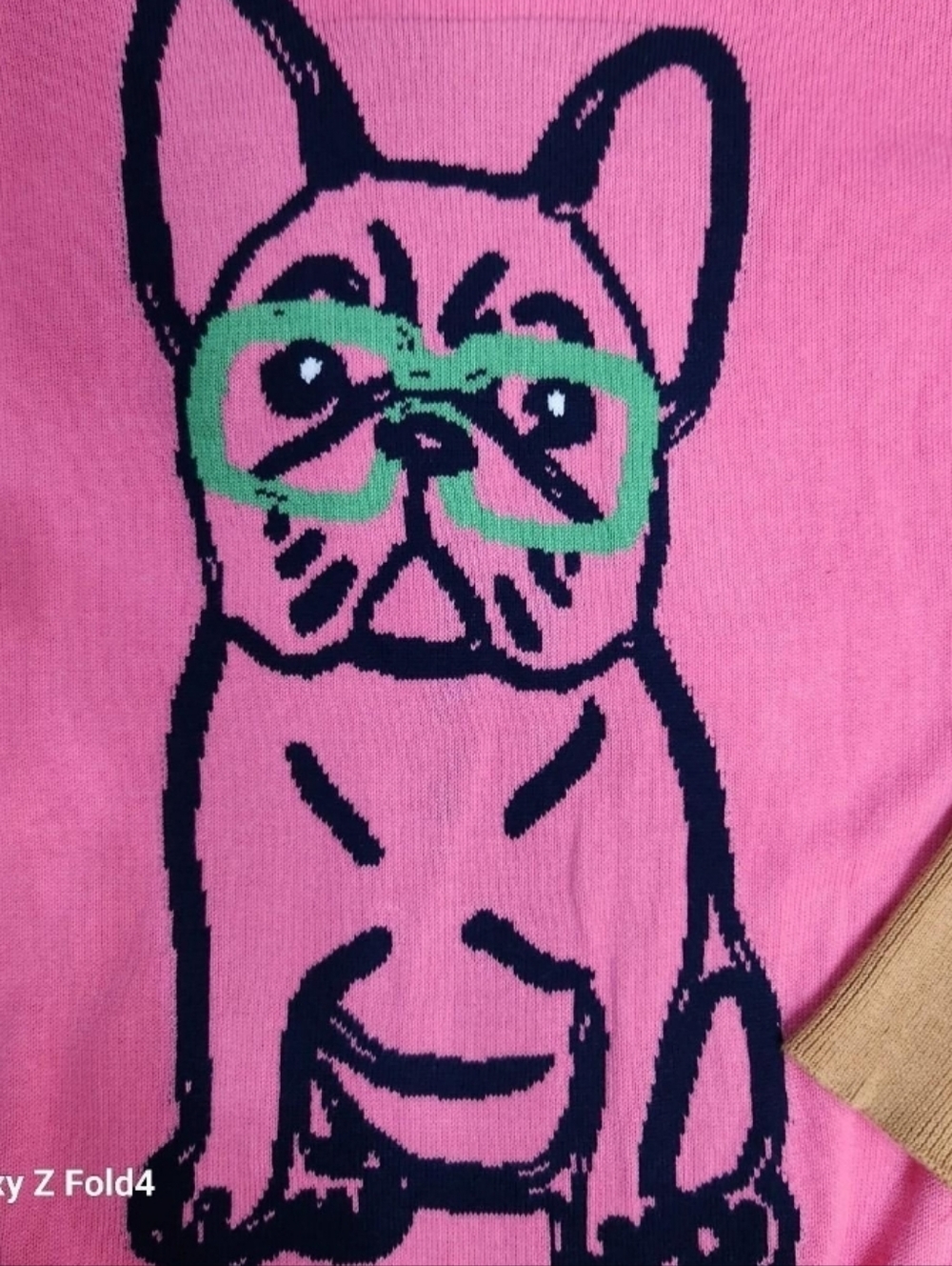 Oxknit French Bulldog Graphic Sweater Pink & Red Colorblock Medium - Picture 6 of 7
